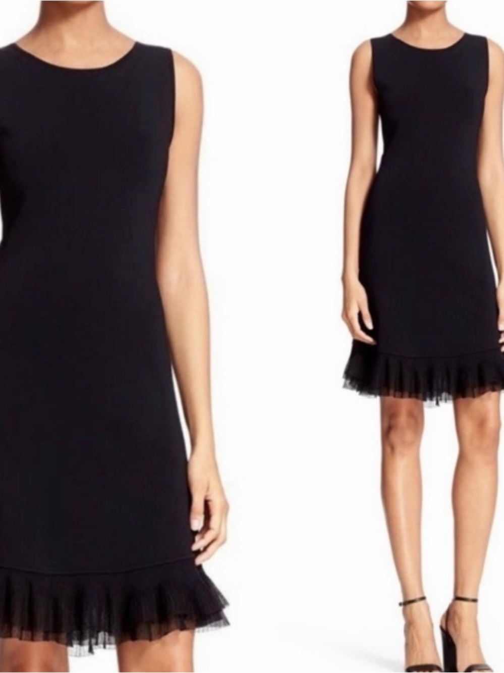 Perfect THEORY Black Torylevina Lustrate Ruffle Hem Dress Size Medium